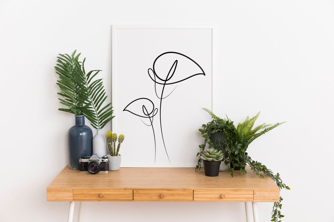 Calla Lily Flower One Line Drawing Wall Printable Art One - Etsy