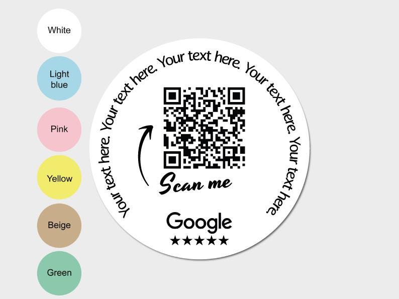 Produktbild von Google Bewertung Aufkleber – 4 Stück, 10 Cm Durchmesser Mit QR-Code, Lamiert, Von TF Skins, Made In Germany