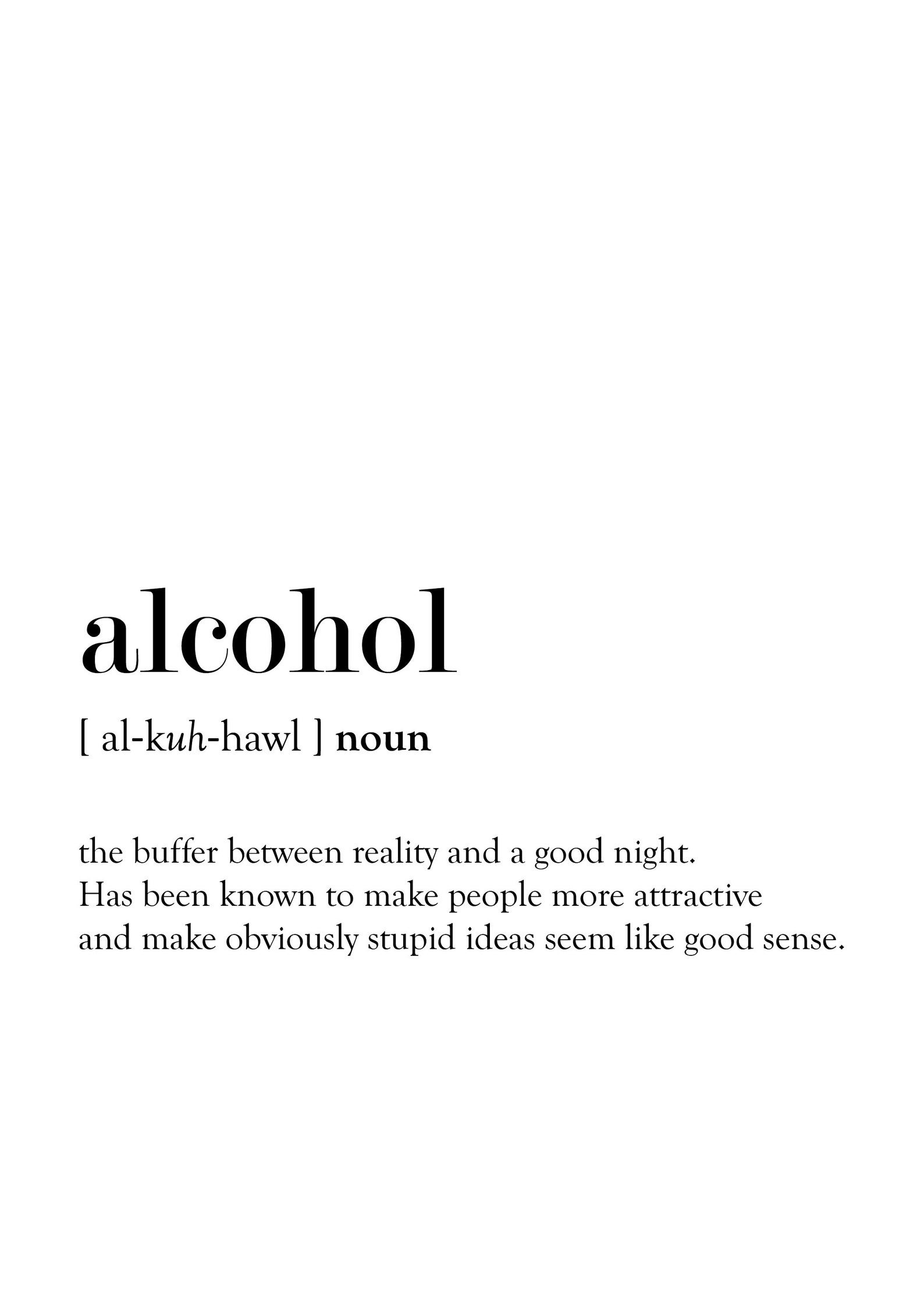 Alcohol Word Definition Poster Print Urban Dictionary Word Etsy