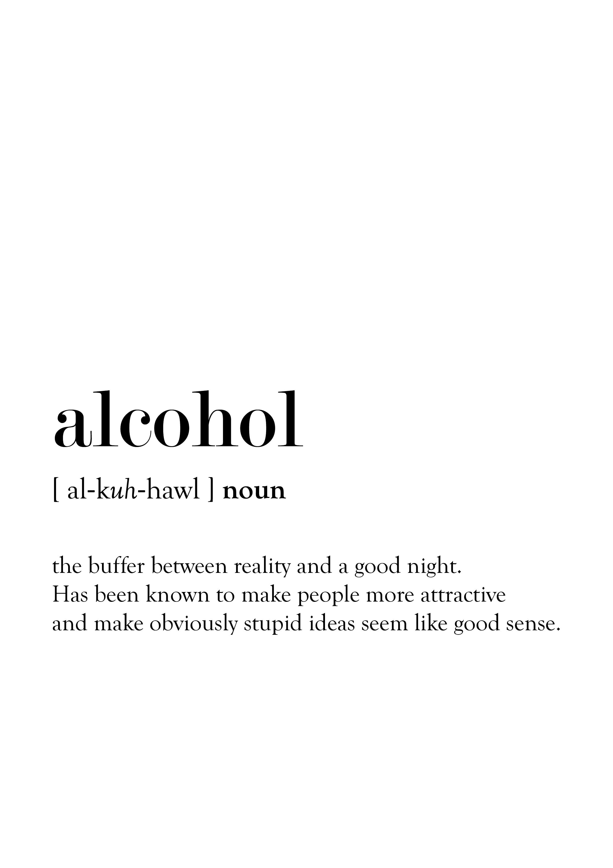 Alcohol Word Definition Poster Print Urban Dictionary Word Etsy