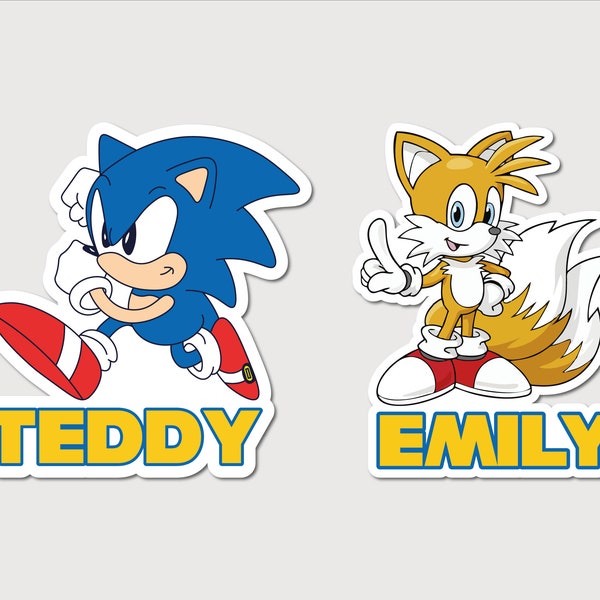 Sonic the Hedgehog Sticker, personalisierte Sticker, Namensaufkleber, Sonic, Wasserflasche, Laptop, iPhone, wasserfester Aufkleber