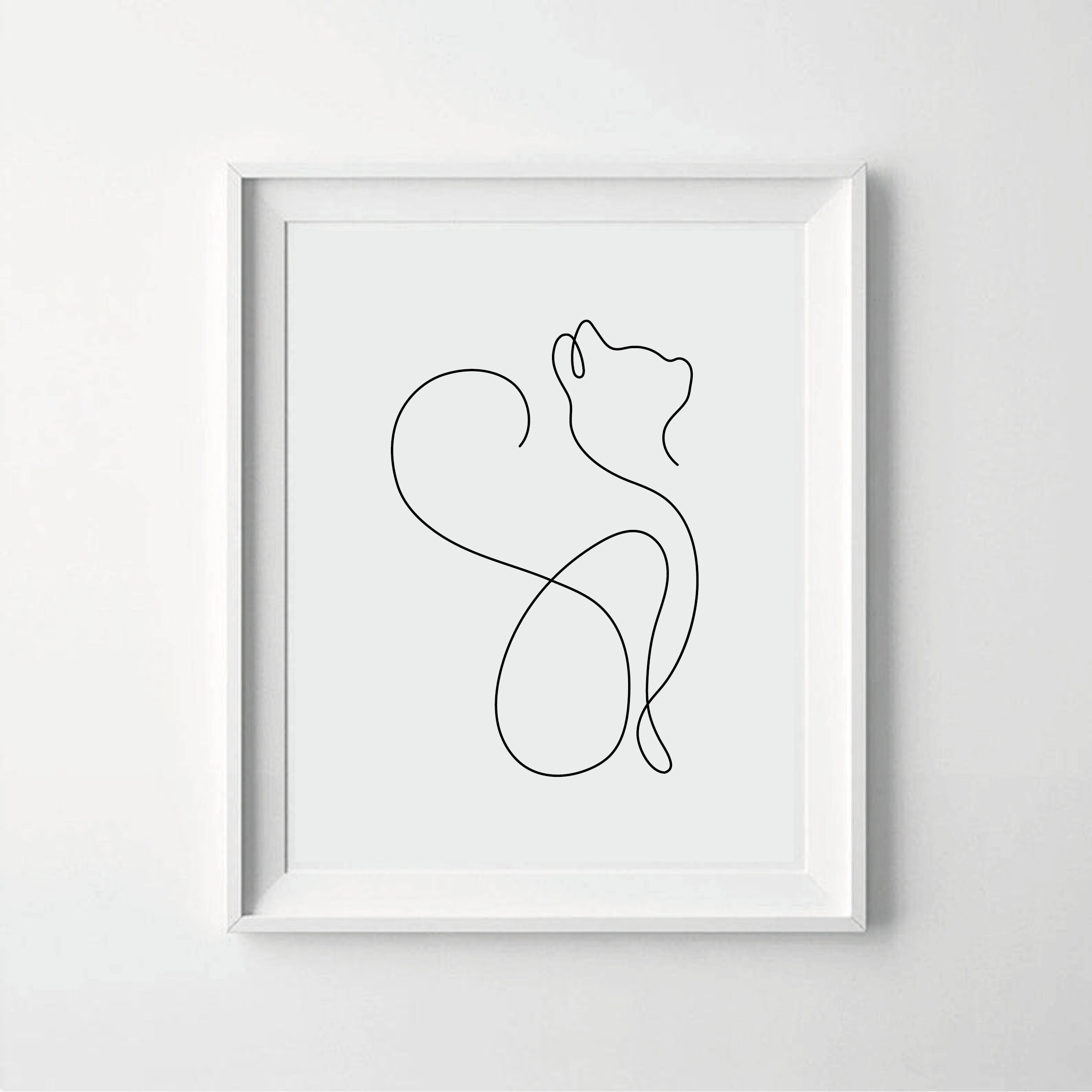 Printable Wall Art Printable Decor Cat art Print Cat Decor Cat one line drawing Instant Download