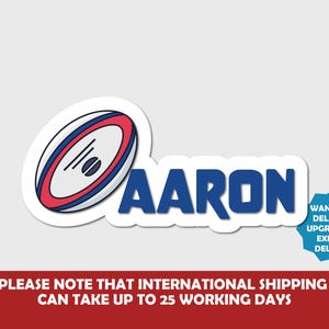 Sticker personnalisé rugby, thème sport, nom de casier, étiquette pour décoration de chambre de garçon, plaque de porte, amateur de rugby, jeu de ballon, cadeau garçon, étiquette prénom