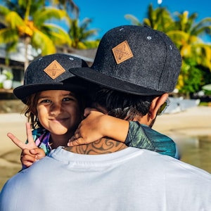 Partner look caps set of 2 dark grey — Father&#39;s Day gift — father son partner look — father son cap — dad gift — gift Father&#39;s Day child