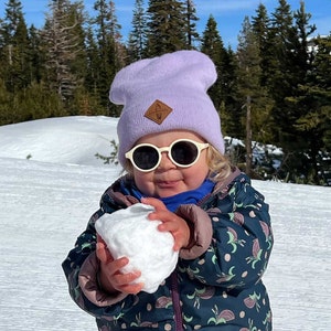 Children&#39;s Beanie Girls Lavender - Soft Knitted Hat Children - Warm Transitional Hat Girls - Autumn Hat for Kids - Gift for Girls