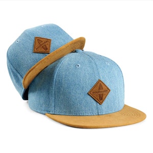 Cadeau de la fête des Pères Cadeaux de naissance Cadeau papa Annoncer une grossesse Casquette Père Fils Casquettes partenaires Ensemble de 2 Bleu clair image 3