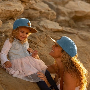 Regalo per la festa del papà Regali di nascita Regalo papà Annunciare la gravidanza Padre Figlio Cap Set di 2 cappellini partner Azzurro immagine 2