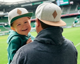 Cadeau de la fête des Pères | Cadeaux de naissance | Cadeau papa | Annoncer une grossesse | Casquettes partenaires Ensemble de 2 | Werder Brême gris clair