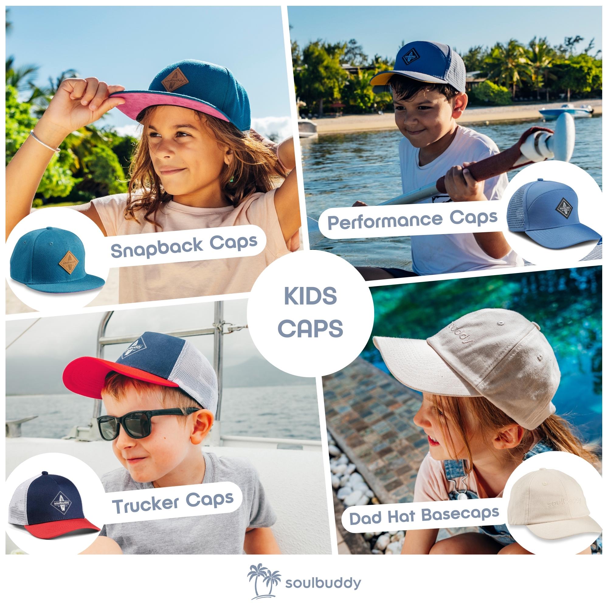 Soulbuddy Truckerpet voor kinderen, jongens en meisjes, baseballcap voor kinderen, snapback-pet voor kinderen, individueel verstelbaar, verkrijgbaar in 3 maten, rood-blauw, M