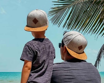 Cadeau de la fête des Pères | Cadeaux de naissance | Cadeau papa | Annoncer une grossesse | Casquette Père Fils | Casquettes partenaires Ensemble de 2 | Gris clair