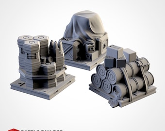 Supply Ammo Crates Barrels | 28mm Terrain Scenery | Txarli BBT