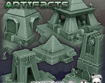 Necro Space Robots Alien Pyramid Core Terrain Set | 32mm Terrain Scenery | Forbidden Prints