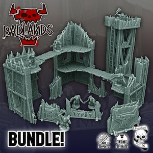 Badlands Scrapyard Ork Outpost Bridge Tower | 28mm Terrain Scenery | Forbidden Prints