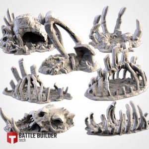 Bones Corpses Alien Ribcage Skull Massive Skeleton| 28mm Terrain Scenery hammer war | Txarli BBT
