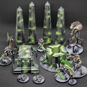 Ensemble de terrain Necro Space Robots - Générateur de piliers de crypte tombale, 28 mm, paysage de science-fiction à l'échelle héroïque