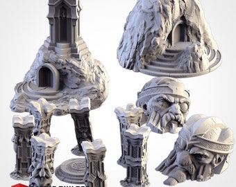 Dwarf Village Ruins | 28mm Tabletop Terrain, Wargaming Scenery