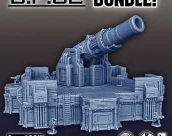 BFG 2.0 Massive Sci-Fi Cannon Platform | Modular Tabletop Terrain Scenery | Forbidden Prints