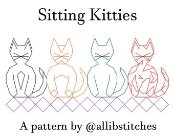 Sitzende Katzen Blackwork Kreuzstichmuster