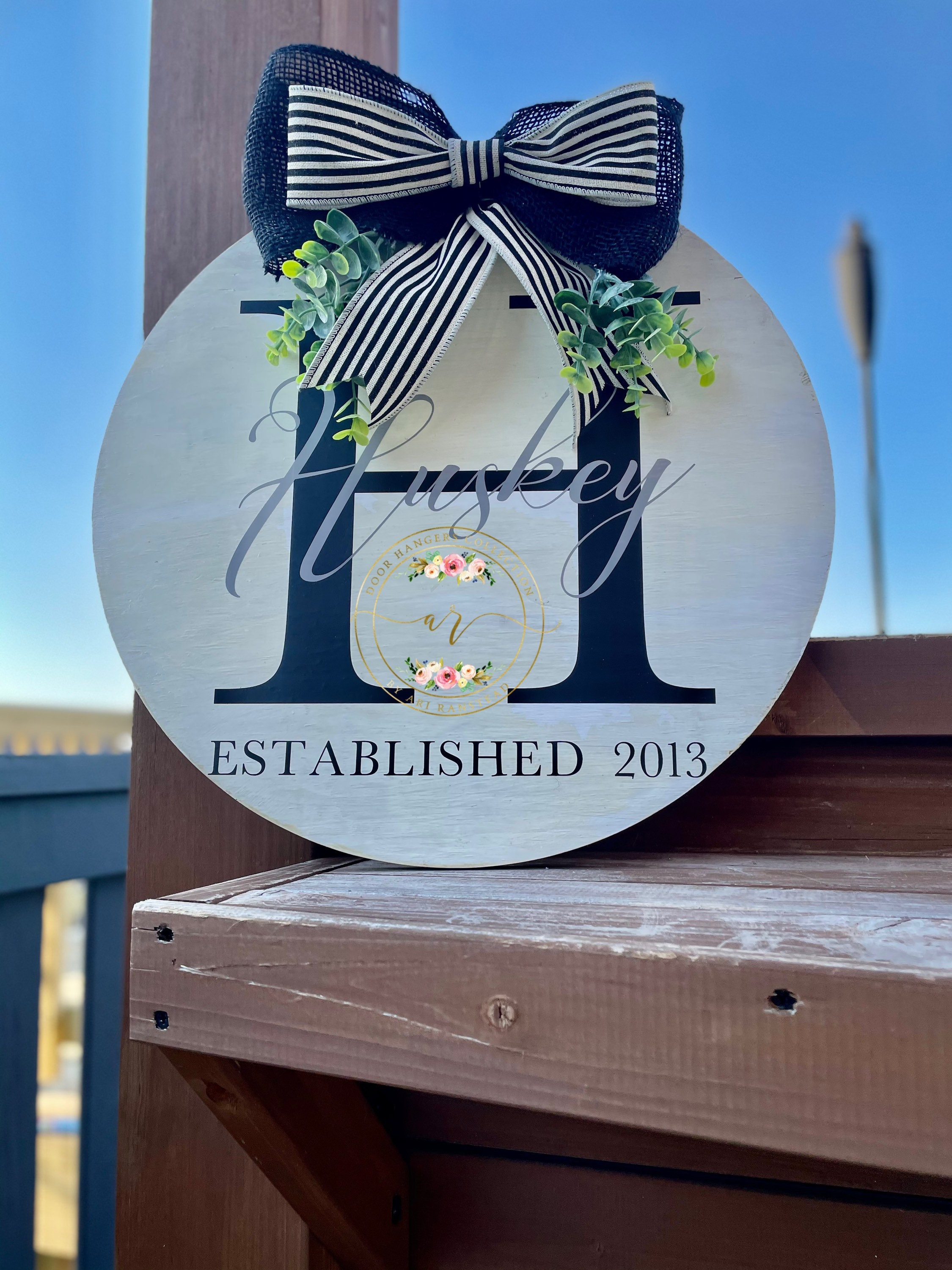 Last name/ initial door hanger front door decor wedding Etsy