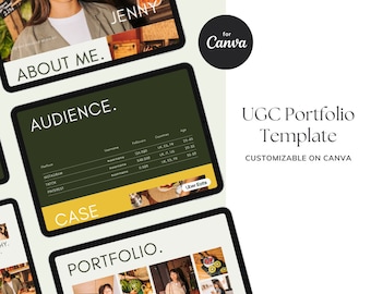 Plantilla colorida para portafolios de contenido generado por usuarios: Kit de medios para creadores de contenido (editable en Canva)