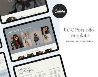 Plantilla de sitio web de portafolio de contenido generado por usuarios: Kit de medios para creadores de contenido (editable en Canva)
