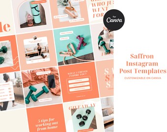 Plantillas de publicaciones de Instagram de Saffron (editables en Canva)
