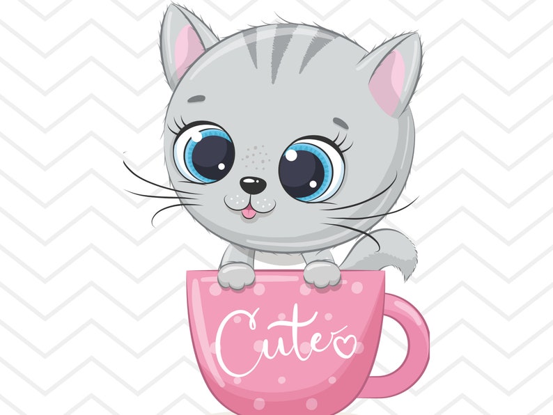 Kitten SVG Cute Cat PNG Cat Clipart Cat Images | Etsy