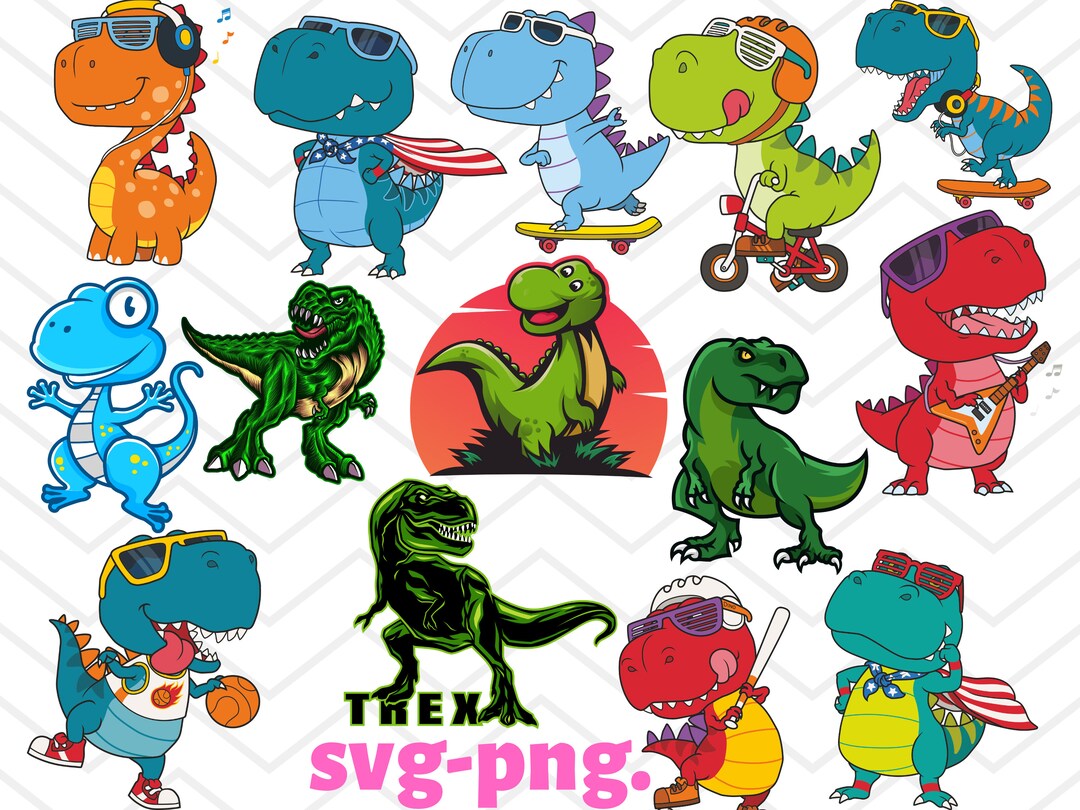 Dinosaur SVG Cute Dinos Clipart Dinosaur PNG Set of 14 - Etsy Australia
