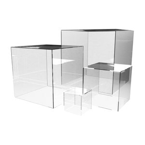 Amber Acrylic Perspex® Plastic Cube Display Stand 5 Sided Box Shop Retail Plinth 