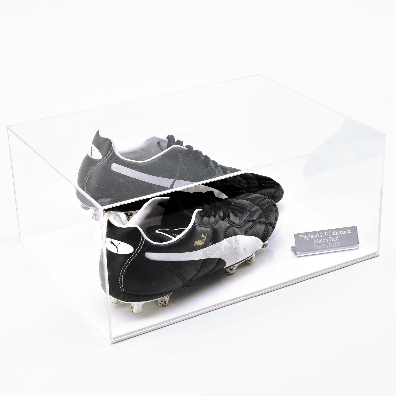 Football Boot Display Case Double With Inscription Plaque Etsy