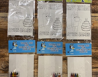 ENSEMBLE DE 12 pages à colorier Bluey, crayons inclus/Cadeaux de fête/Anniversaires/Anniversaire d’enfant/Anniversaire de fille/Fête d’anniversaire/Cadeaux d’anniversaire