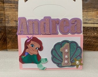 Set of 12 Little Mermaid gabble box, mermaid candy box, mermaid favor box, birthday favor box, party favor boxes, princess favor box, party