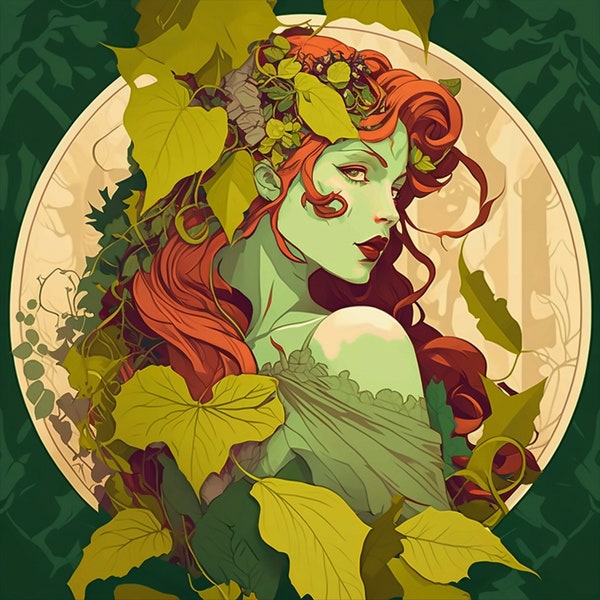 Die Natur von Poison Ivy | Poster Kunstdruck Comic Illustration Kunst für Wand Kunst Dekor Jugendstil Illustration Vintage Kunst