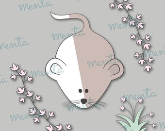Cute printable mouse illustration| instant download |  mouse stamps | digital stamps for scrapbooking  | line drawing print