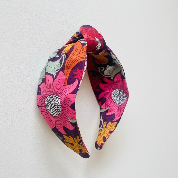 New AW23 Liberty Print Stirnband, burgund orange und rosa Stirnband, Designer Haarreif Stirnband, Frauen Haar Accessoire für sie