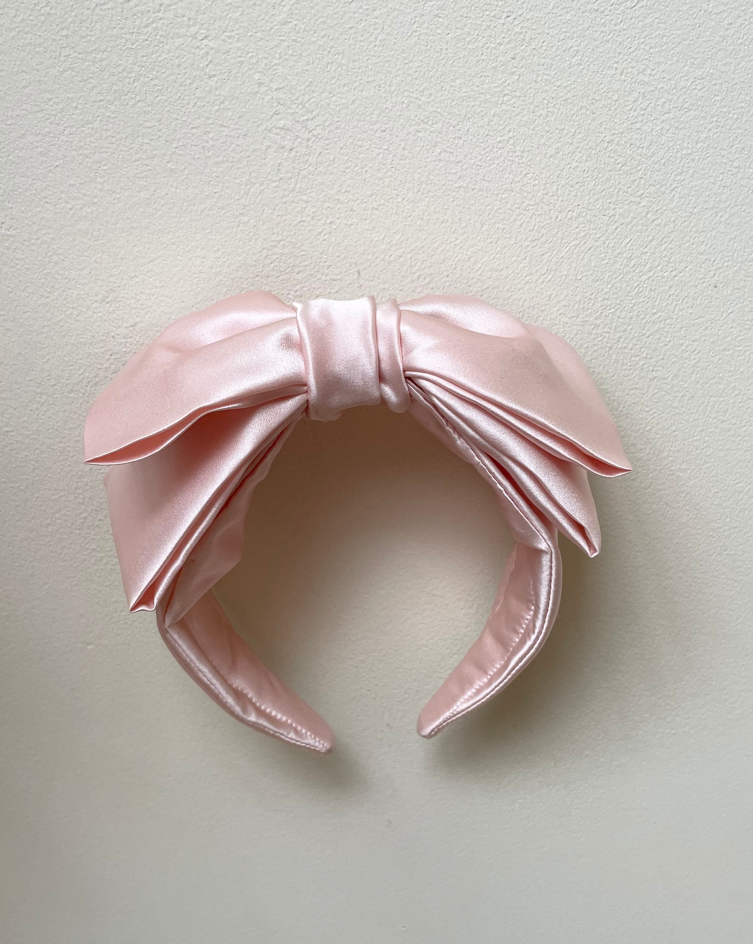 Vintage Saks Fifth Avenue Silk Headband Bridal Blush Pink Bow Embellishment Bow Fuchsia Pink Silk Headband Bandeau With Matching Bow  main image 3