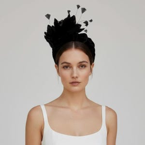 Black Feather Headband Fascinator: Wedding Races occasion accessory