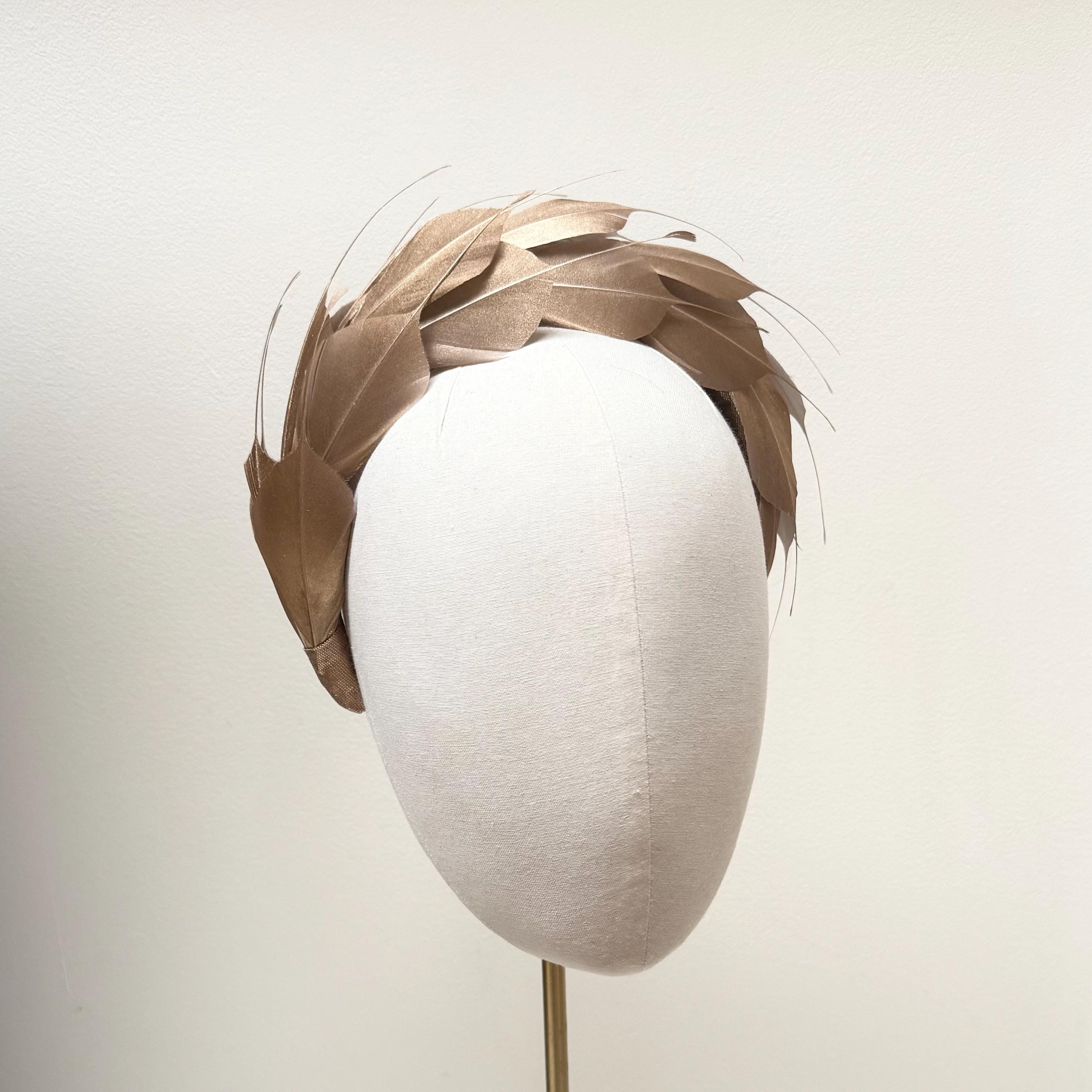 Anthropologie feather fascination headbands new without tags Gold Feather Fascinator Headband, Metallic Halo Crown - Etsy  main image 2