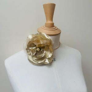 Gold rose flower corsage suede choker necklace,Marie Antoinette pendant Romantic boho festival, wedding, burlesque