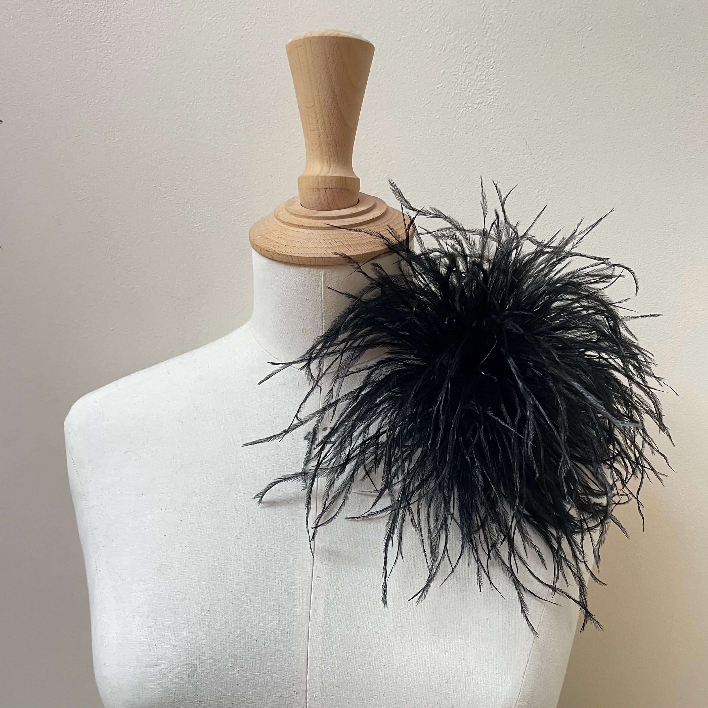 Black Ostrich Feather Hair Clip - Etsy display picture 3