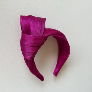 Fuchsia Abaca Headband, Silk Millinery Fascinator, Wedding Guest image 4