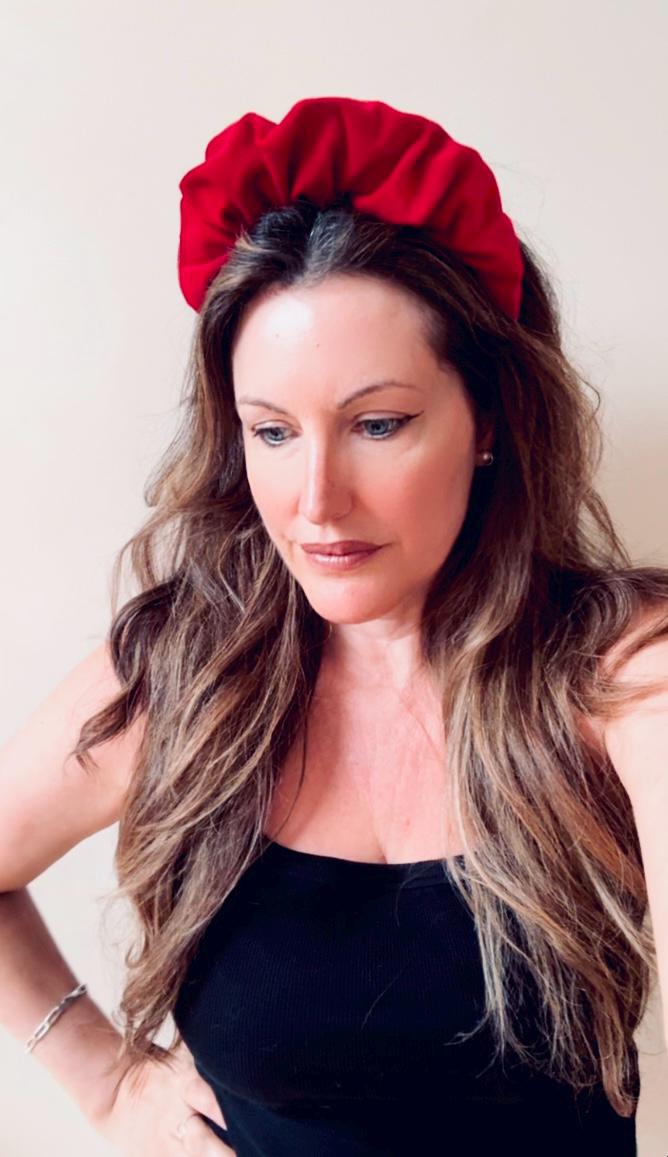 Red Velvet Puffy Headband, Ruched Head Crown, Handmade - Etsy display picture 1