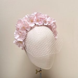 Pink Hydrangea headband fascinator flower  headband, powder pink Luxury Headband, wedding, mother bride, ascot derby festival