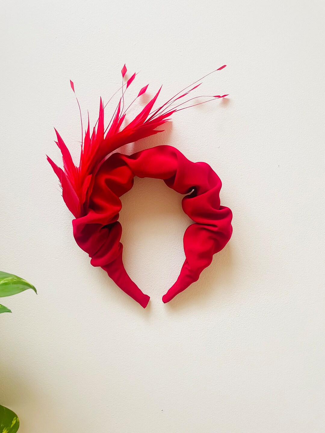 Bibi à volants en soie plume rouge serre-tête fait main de - Etsy France