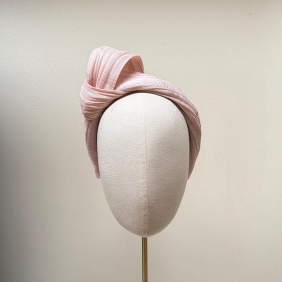 Pink fascinator headband, silk abaca statement headpiece for weddings, ascot derby