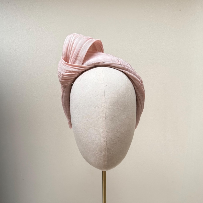 Pink fascinator headband, silk abaca statement headpiece for weddings, ascot derby image 1