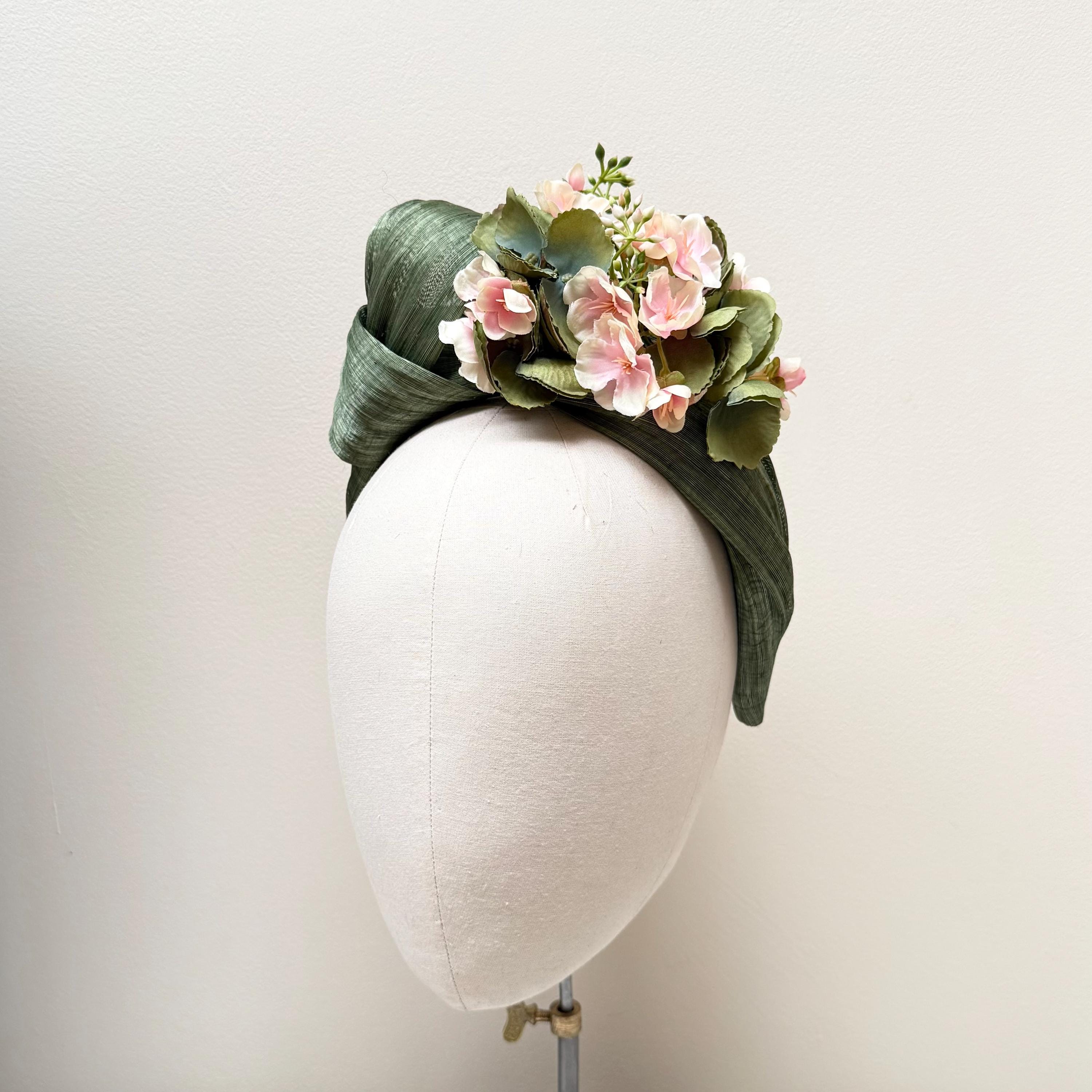 Olive Green and Pink Fascinator - Etsy display picture 1