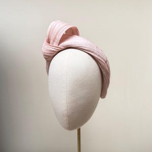 Pink fascinator headband, silk abaca statement headpiece for weddings, ascot derby image 5