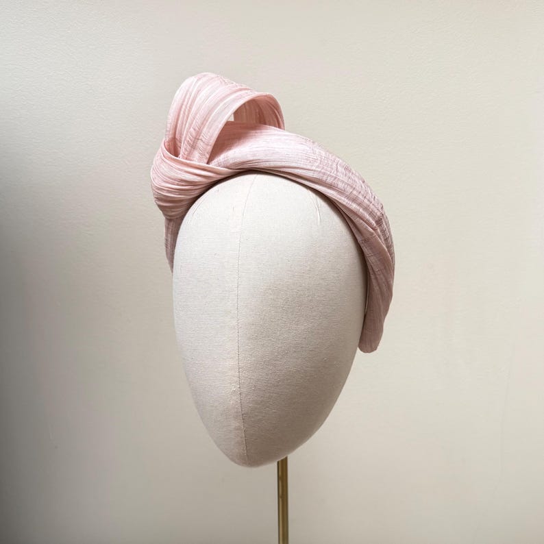 Pink fascinator headband, silk abaca statement headpiece for weddings, ascot derby image 5