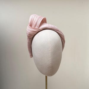 Pink fascinator headband, silk abaca statement headpiece for weddings, ascot derby image 3